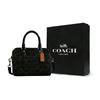 Coach Rowan 18 Removable Shoulder Strap Zipper Closure Denim And Smooth Leather Mini Handbag Women Handbags Black CDQ37-SVBK