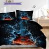 Guitar Pattern Bedding Quilt Set Quilt Cover Pillowcase Home Decoration Birthday Gift (1 * duvet cover + 2 * pillowcase, without core)