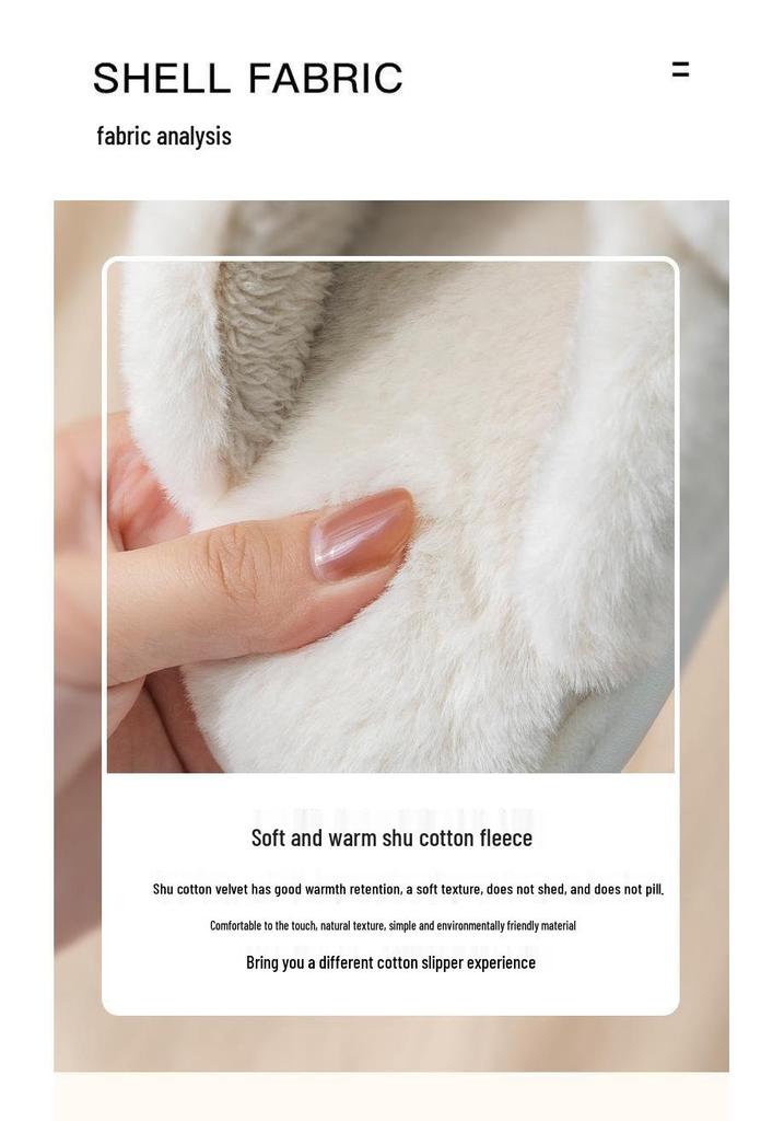 Women's Winter 2026 Cotton Plush Rabbit Fur Slippers - Indoor Home Style