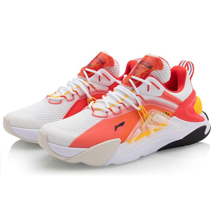 New LiNing Fire Cushioning Rebound Low Top Casual Shoes Men's White Red Yellow AGLQ059-1
