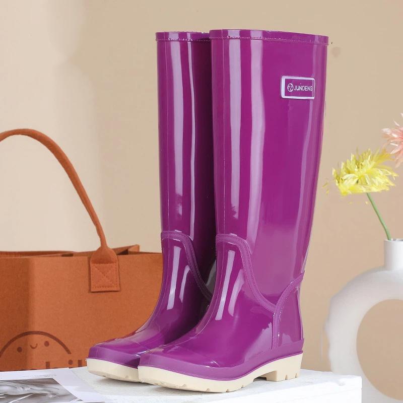 

Women s Waterproof Knee High Rain Boots Non-slip Rubber Wellies 41-42