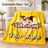 Gremlins Gizmo Custom Name Flannel Throw Blanket Soft Warm for Sofa Bed Indoor Home Use