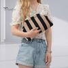 Summer Beach Clutch Women Handbag Colorblock Knitted Large Capacity Mouth Cosmetic Cellphone Color-blocked Keys Stoarge Pouch Lady Purse Compact