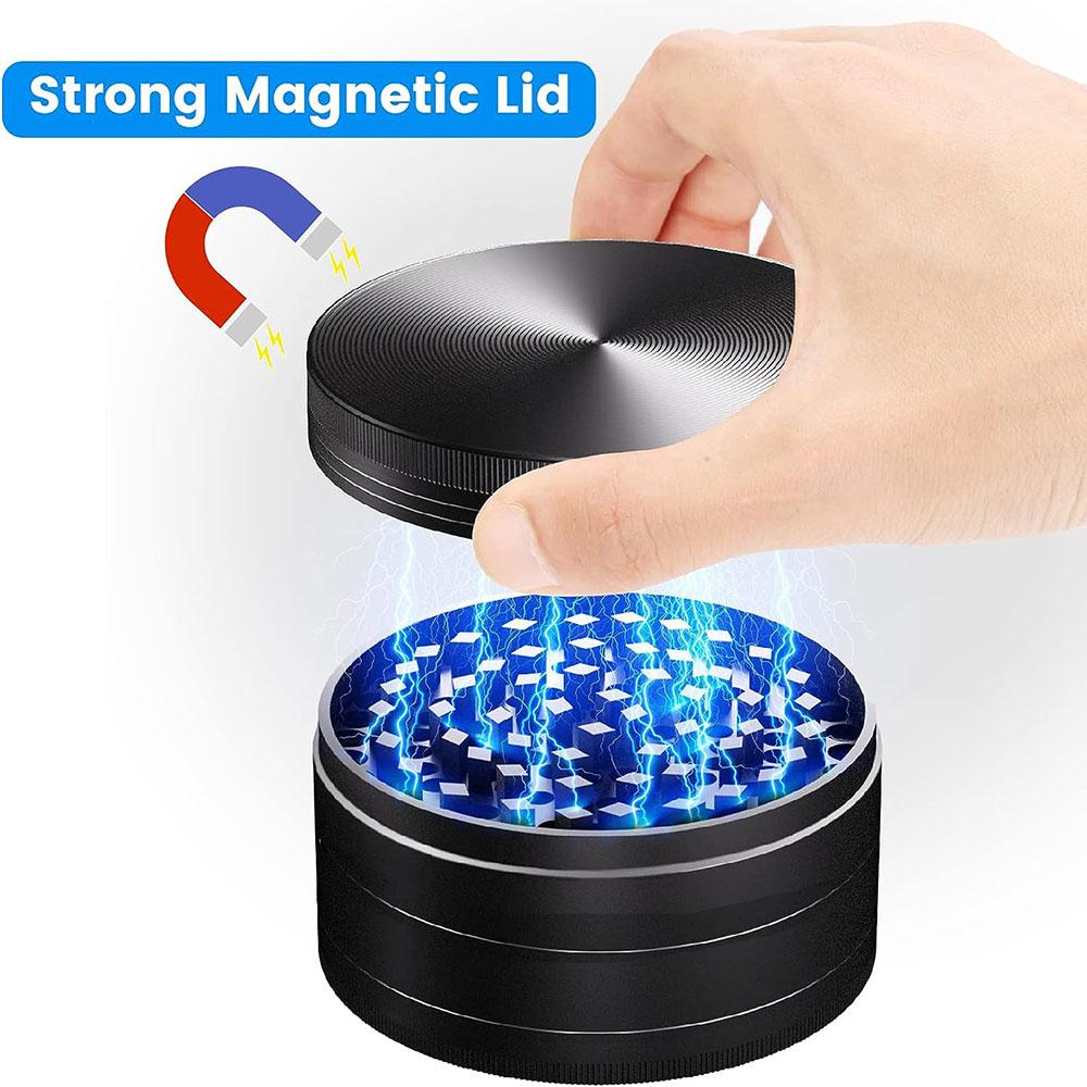 Herb Grinder Magnetic 4 Layers Zinc Alloy Metal Dry Herb Spice Smoking Kitchen Gift