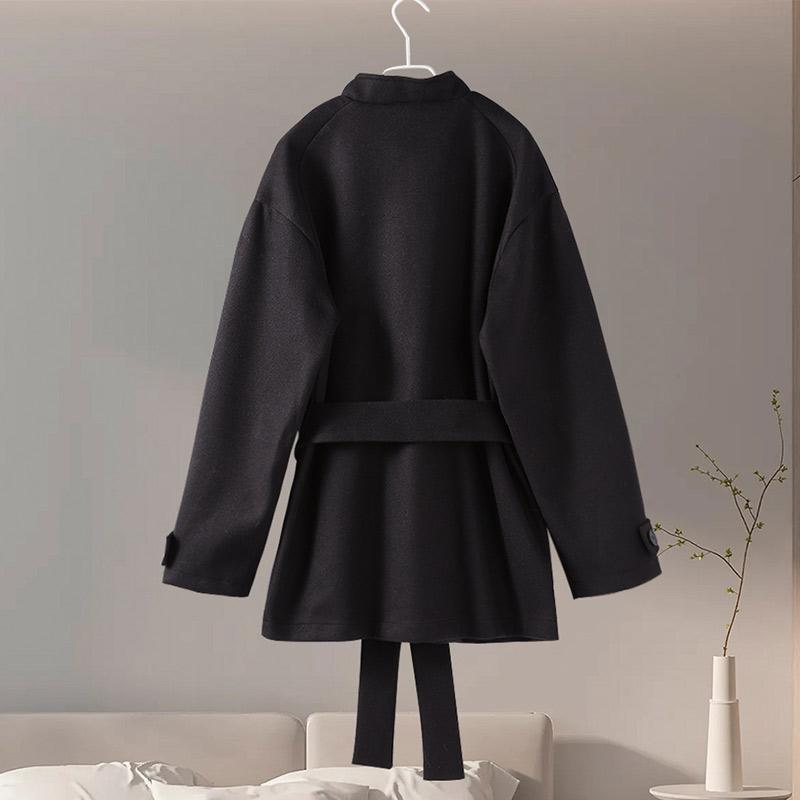 Winter Warm Lace up Women's Coat Solid Color Vintage Single Breasted Outerwear Fashion Autumn Women's New Retro Jackets