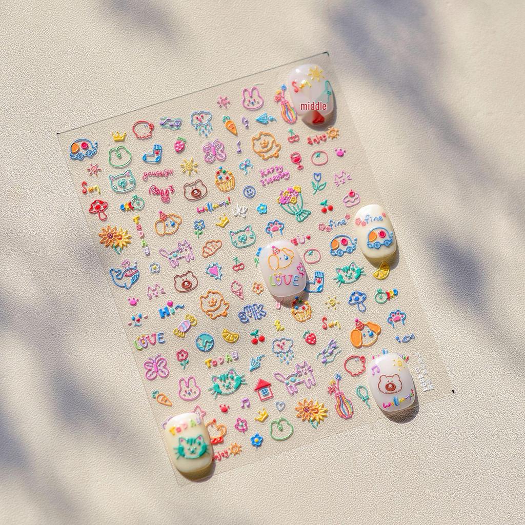 Autocolante de Unghii Tomoni Drăguțe 3D Embosate: Bestseller Accesorii Graffiti Papetărie Japoneză.