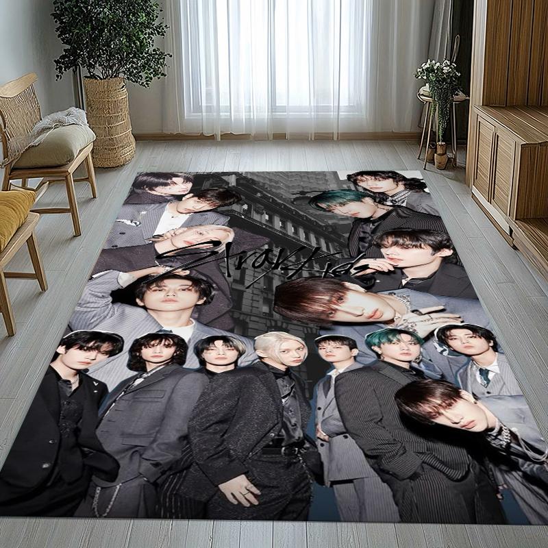 HD Stray Kids Kpop Star Living Room Non-Slip Area Rug Soft Carpet for Bedroom Kids Playroom Sofa,Home Decor Doormat Gift