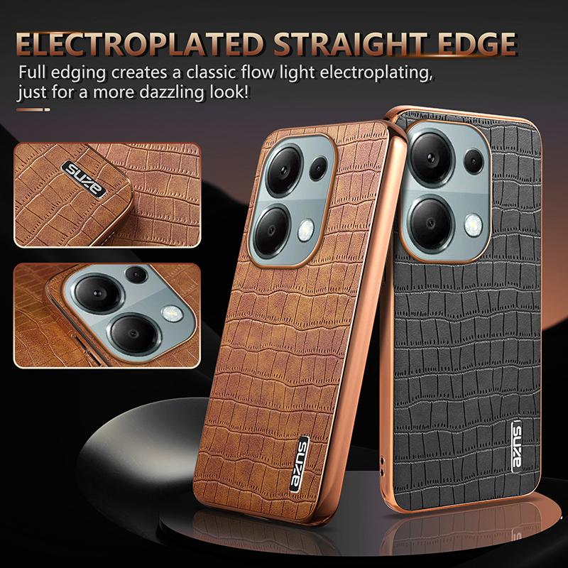 For Xiaomi Redmi Note 13 Pro 4G/Poco M6 Pro 4G Case Shockproof PU+TPU Electroplated Phone Cover