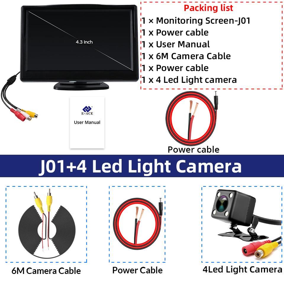 4.3 Inch Rear View Camera Monitor Screen Reversing Camera for Car Parking Parking System Camera for Vehicle
