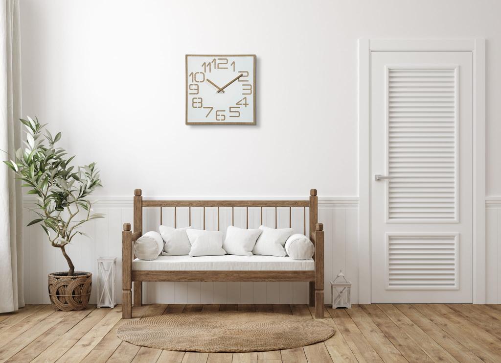 Digits oak wall clock 50cm white