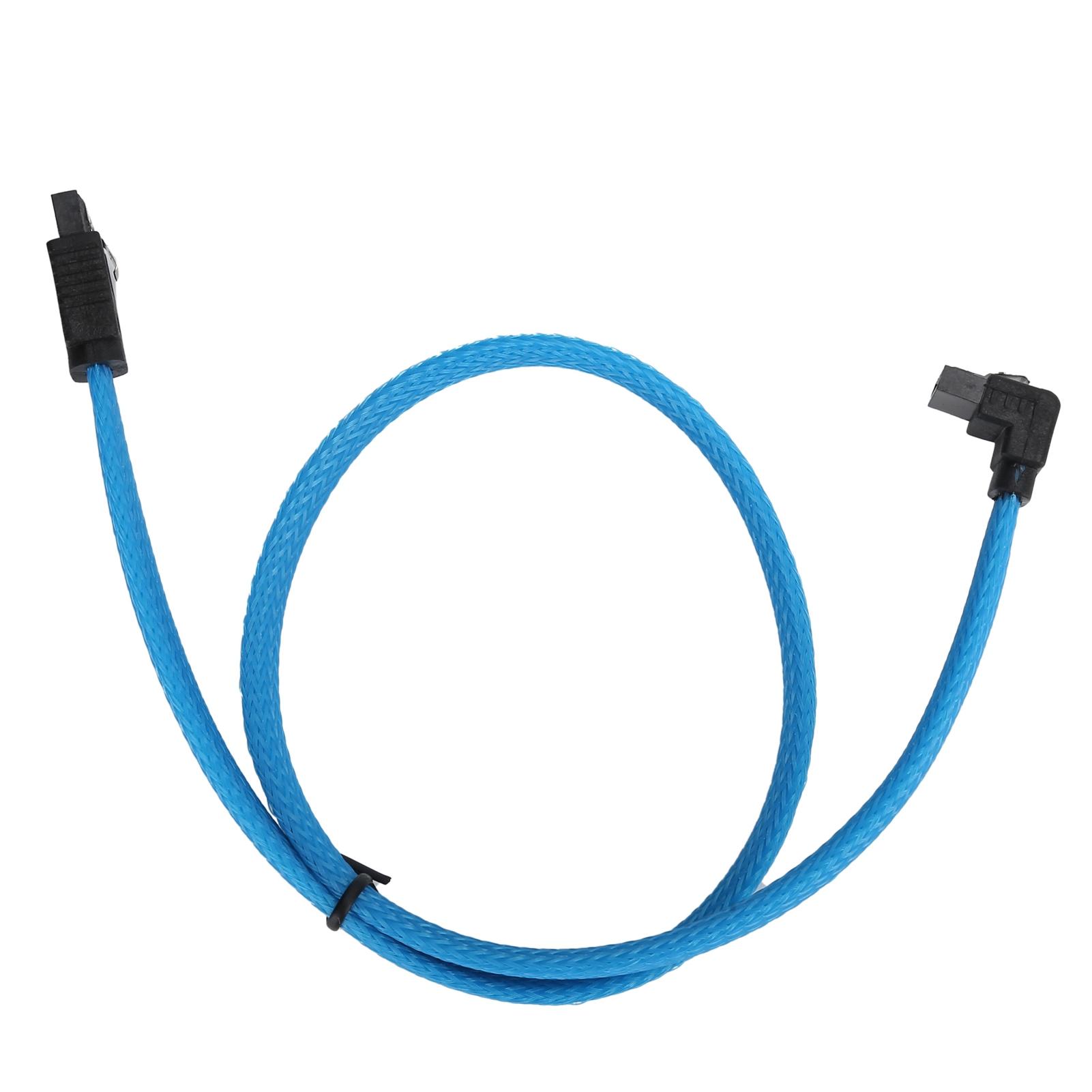 

SATA Cable SATA3.0 SSD 8 Pin Data Transfer 6Gbps 7P with Clips Color Net Wire AccessoriesBlue(Elbow Head)