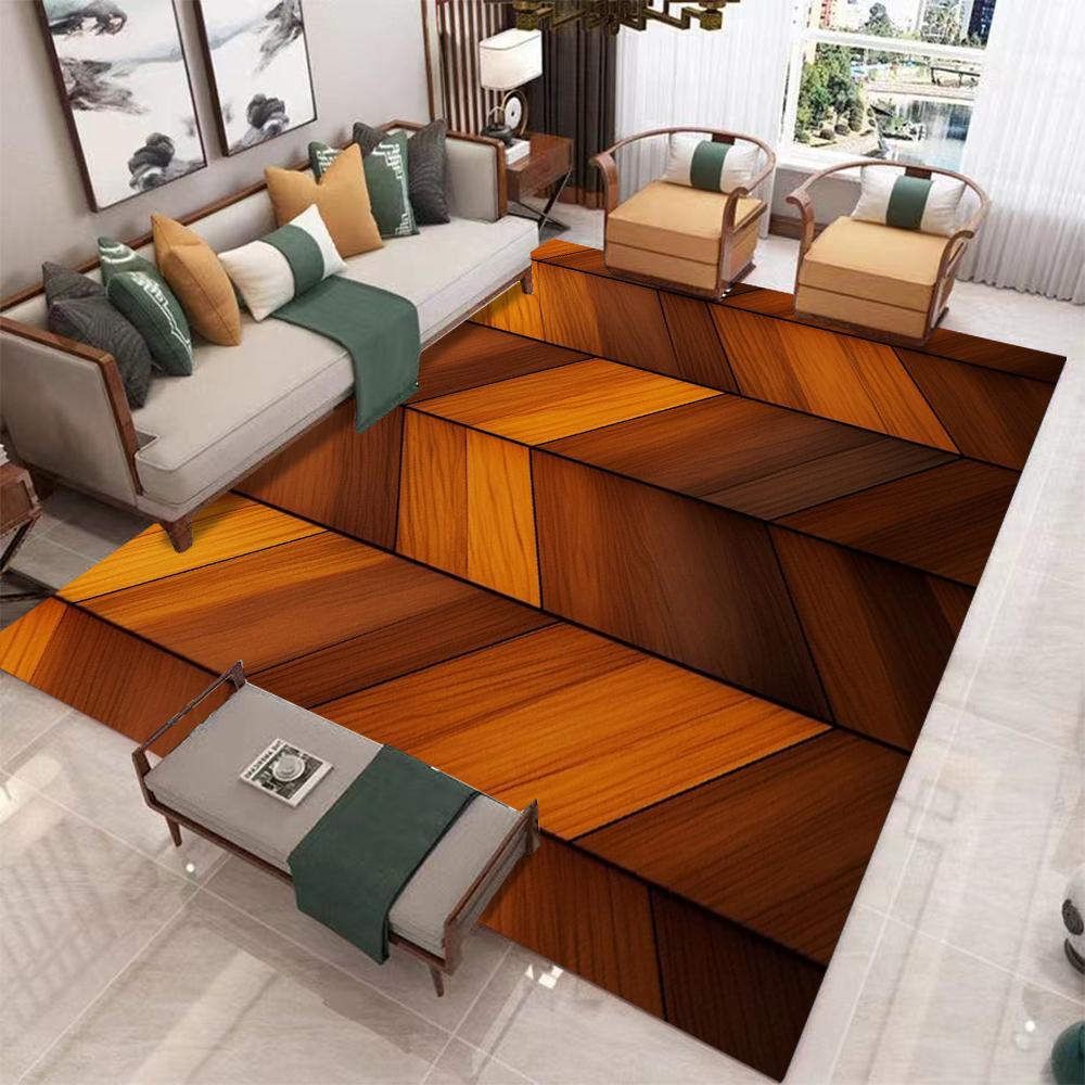 Realistic Wood Texture Carpet for Living Room Rustic Design Indoor Home Decor Large Area Rug Non Slip Floor Mat for Natural Home
