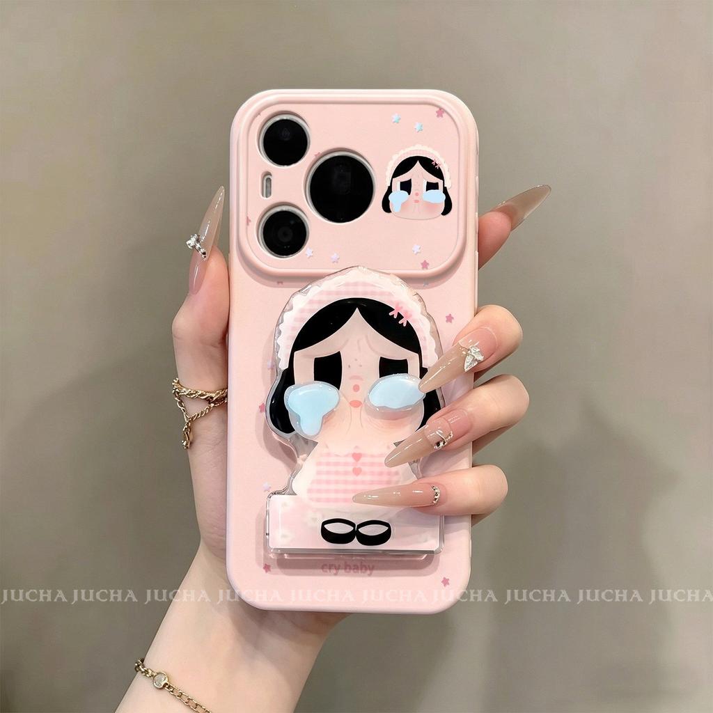 Applicable to Huawei pura11pro + mobile phone case silicone lens all-inclusive p11por with bracket anti-drop star crying baby