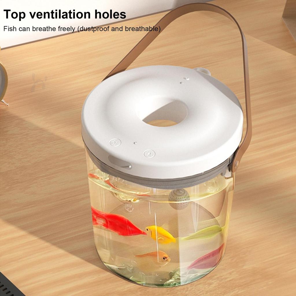 Portable Fish Tank with Light Quiet Oxygen Circulation Clear Bowl 2000mAh Mini Aquarium for Reptile Bait Fishing Kids Indoor
