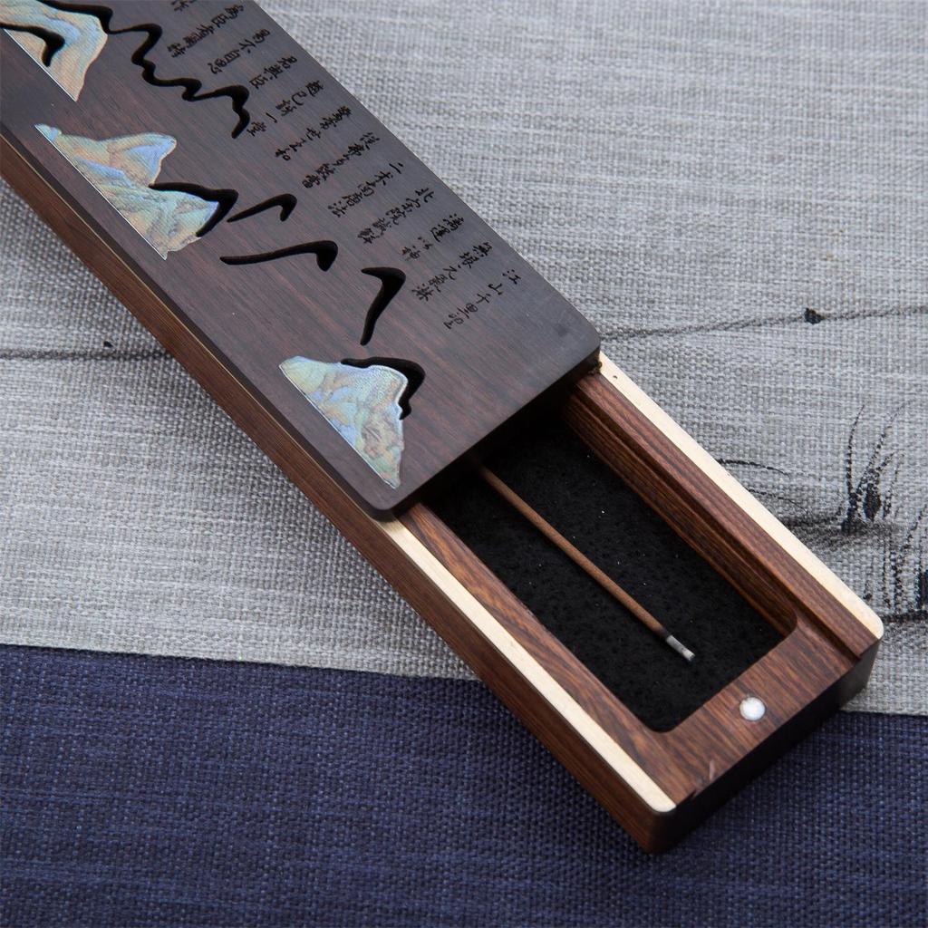 Zen-Style Wooden Incense Burner: Cultural Chinese Ornament for Home - Creative Solid Wood Stick Burner with Gift Box