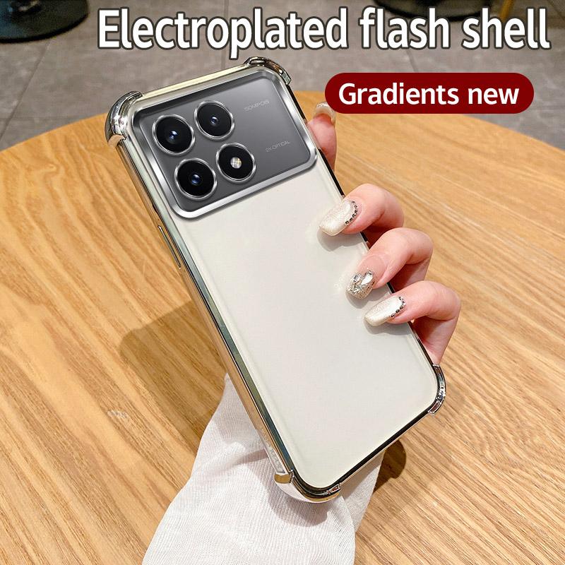 

Для Xiaomi Poco F6 Pro Чехол Poco F6 Pro Чехол Redmi K70 K70 Pro Чехол для телефона Бампер Противоударный Защитный Чехол Прозрачная гальваническая пластина For Redmi K70 Pro