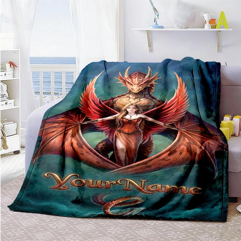 Gothic Illustrations Customize Your Name Blanket Throw Personalized Blanket Comfortable for Seaside Sofa Bed Bedding for All Occasions