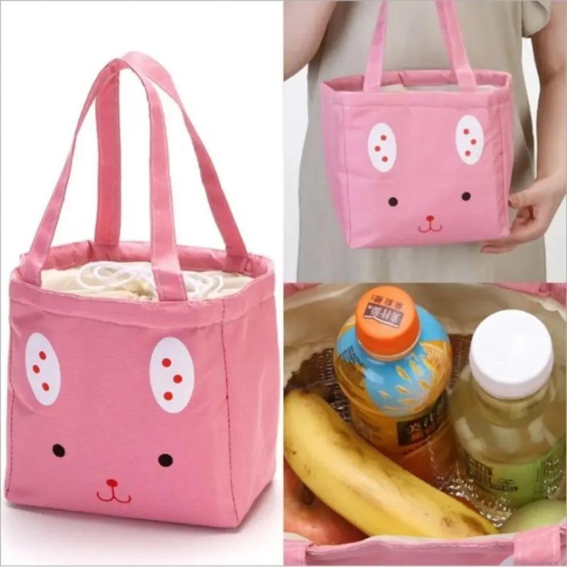 Picnic Cooler Lunch Box - Functional Drawstring Portable Insulated Canvas Lunch Bag, Thermal Food Bag for Women Kid