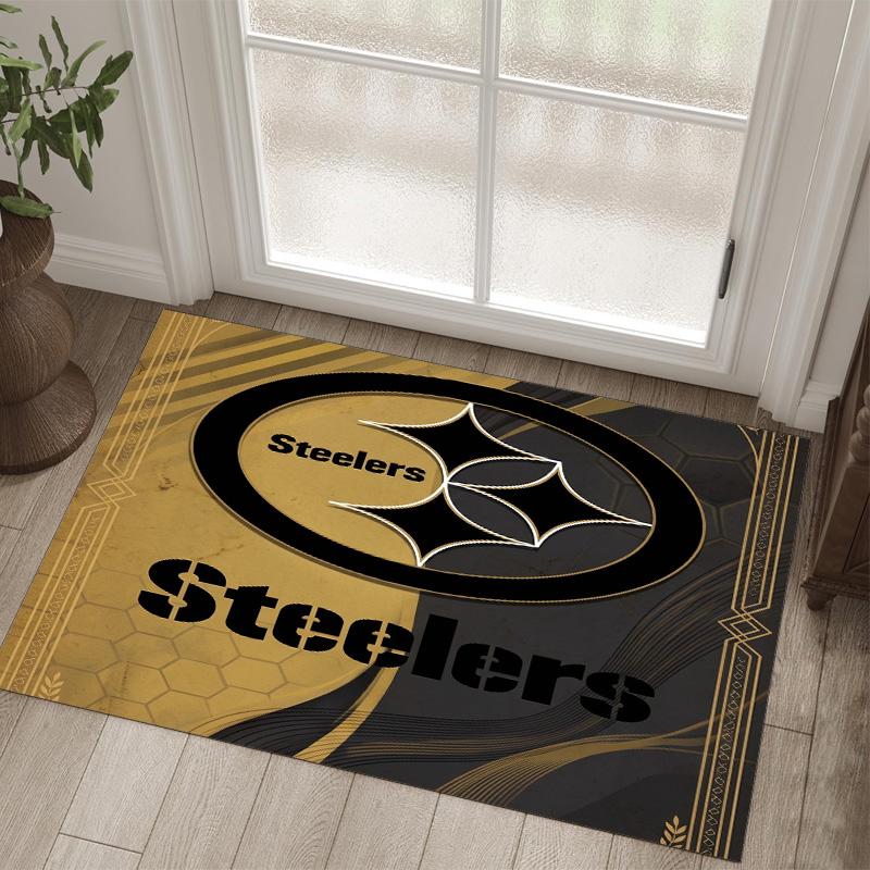 Pittsburgh Steelers Design Crystal Velvet Carpet Cozy Non?Slip Printed Rug For Bedroom Living Room Entrance