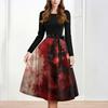 Women's Casual And Fashionable Long Sleeved R-neck Snowflake Print Dress