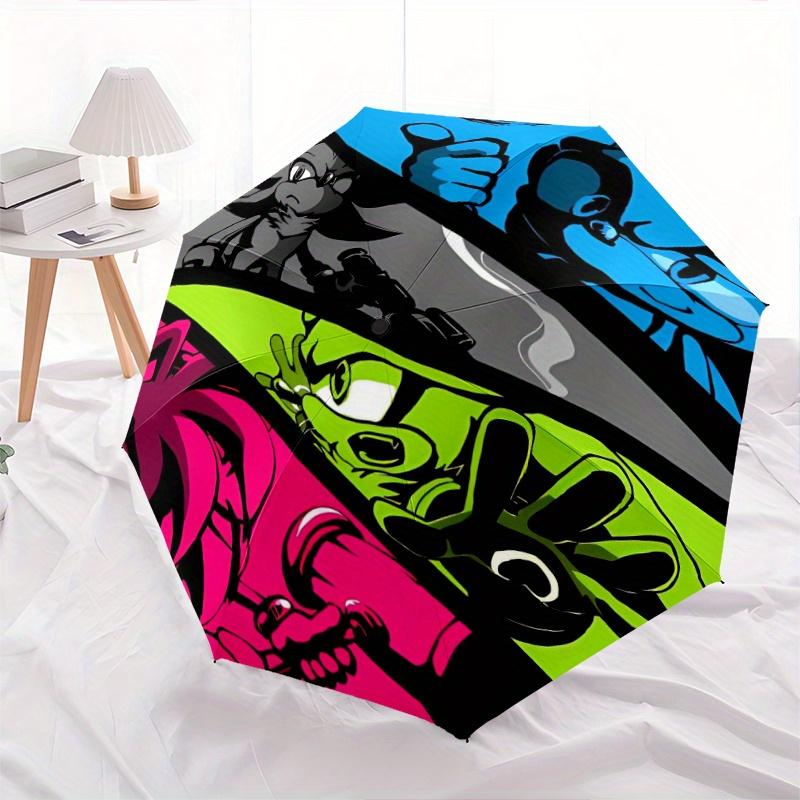 Team Sonic México Cartoon Umbrella, Portable 3 Fold Compact Umbrella, Suitable for Camping, Hiking and Travel,s.C086