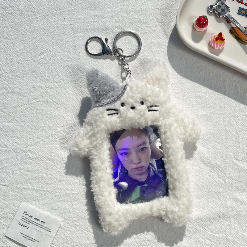 Cartoon Animal Keychain: 3-Inch Transparent Card Holder & Storage Sleeve