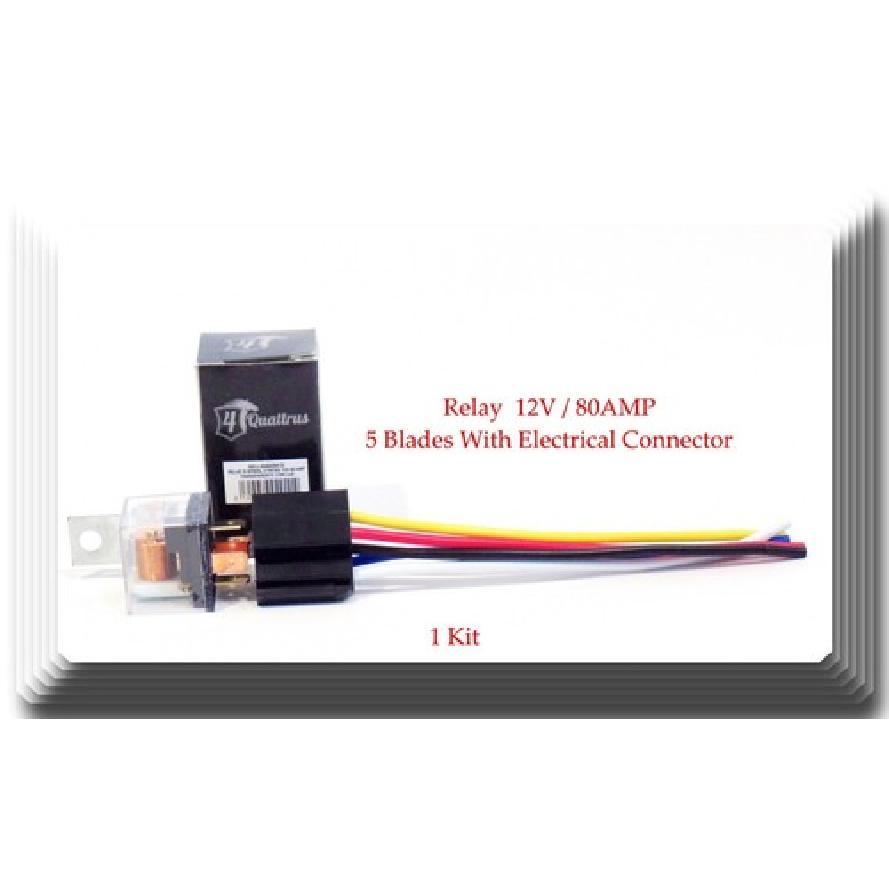 1 Kit 12V 80 Amp 5 Pin SPDT Automotive Relay with Wires Harness Socket