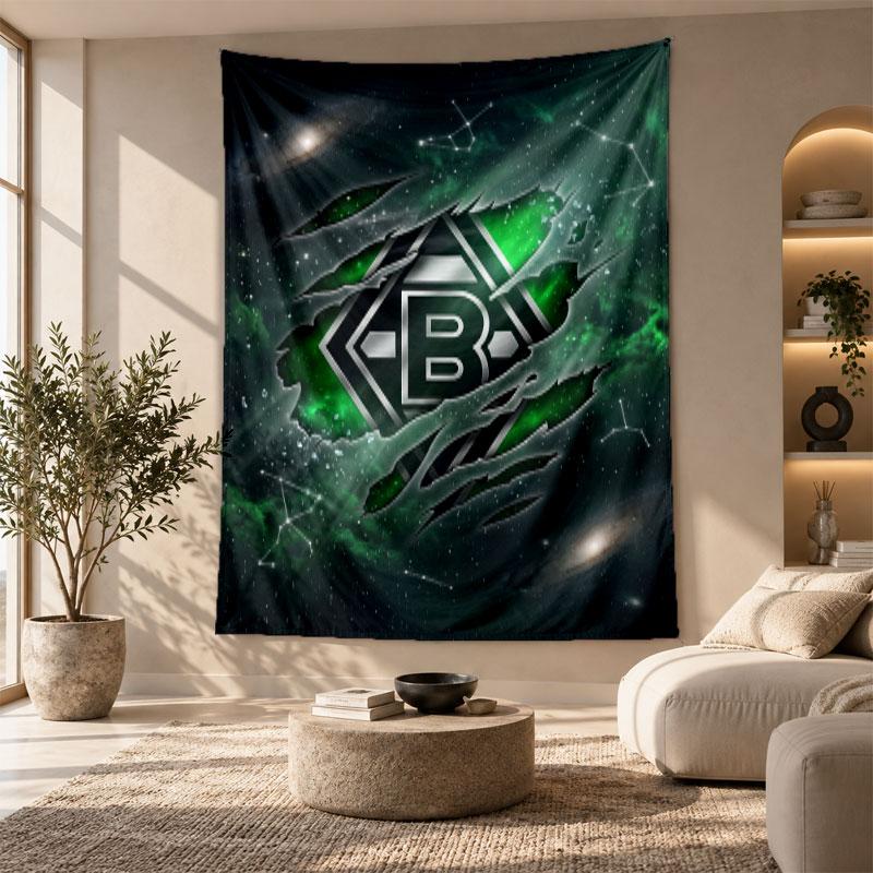 Arazzo Decorativo, Arte da Parete Stampata Borussia Mönchengladbach, Appeso a Parete Leggero per Sfondo Camera da Letto