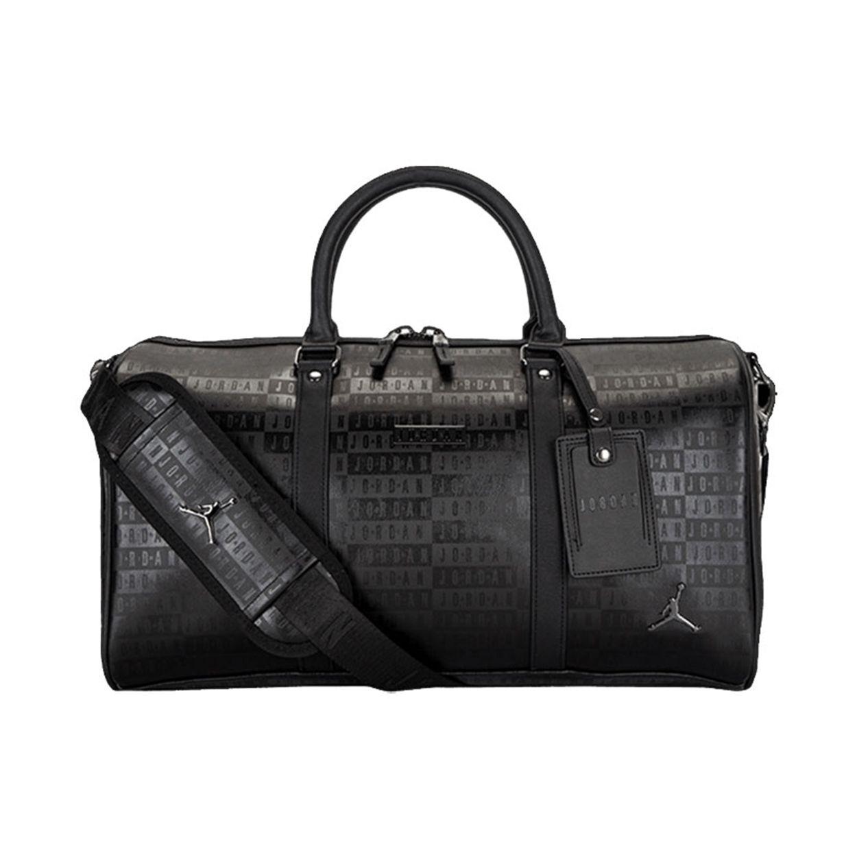 Jordan Large Capacity All Over Print Metal Logo Synthetic Leather Sports Bag Crossbody Bag Tote Bag Basketball Bag Travel Bag JD2123023GS-001 Black