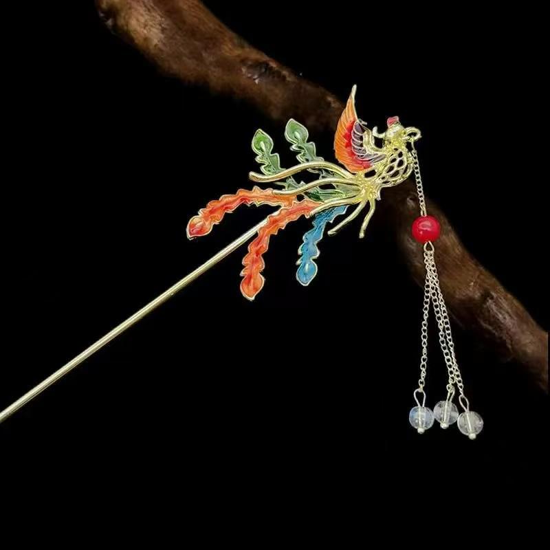 Handmade 2025 Chinese Oil Drip Hairpin - Vintage Style Hair Accessory