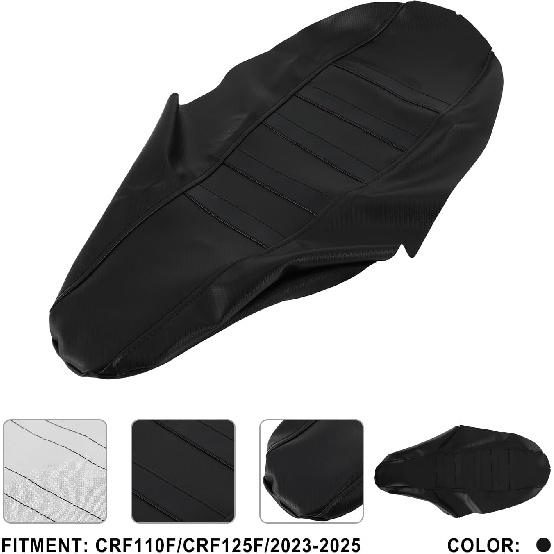 Ribbed Dirt Bike Seat Cover Gripper Soft for CRF 110 125F CRF110F CRF125F 2023 2024 2025 Pit Bike Non-Slip Surface Protector Black