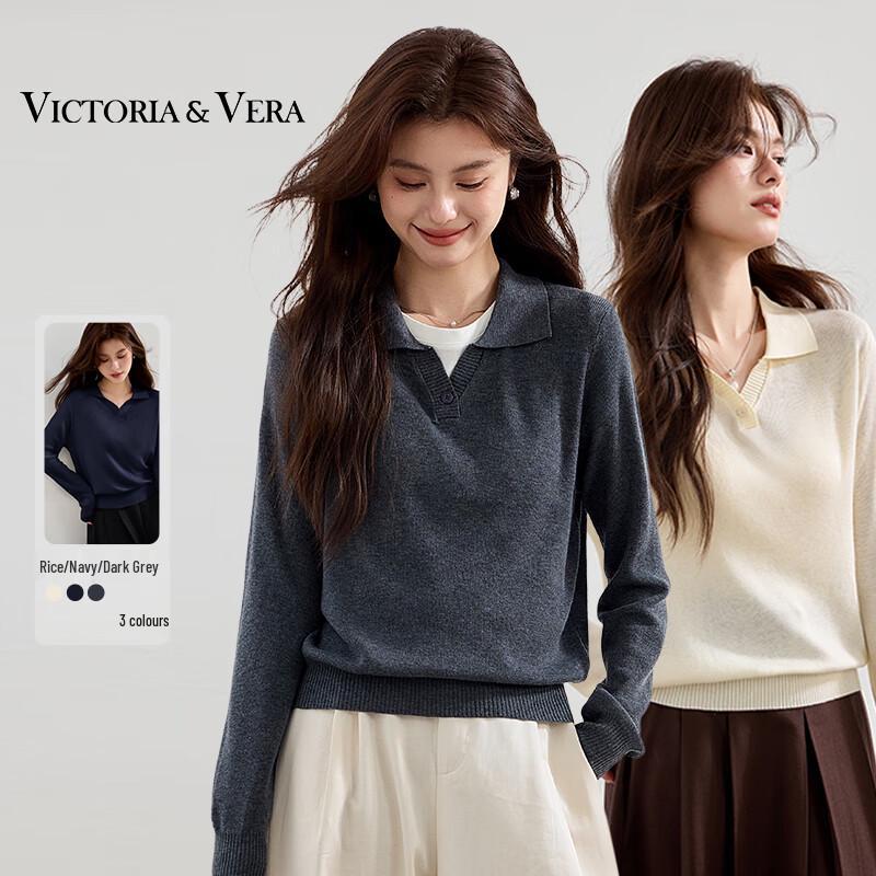 

VICTORIA&VERA Women s Wool-Blend Polo Knit Sweater V9016S04 XL