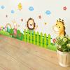 Happy Animal Wall Stickers for Kids Room Waterproof PVC Removable Mural Nursery Living Room Home Decor Skirting Board Decals