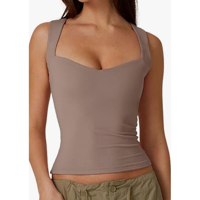 European & American Style Sleeveless Square Neck Crop Top - Casual Hot Girl Vest