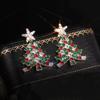 New Trendy Rhinestone Christmas Tree Earrings for Women Exquisite Zircon Xmas Tree Drop Earring Girls New Year Festival Jewelry