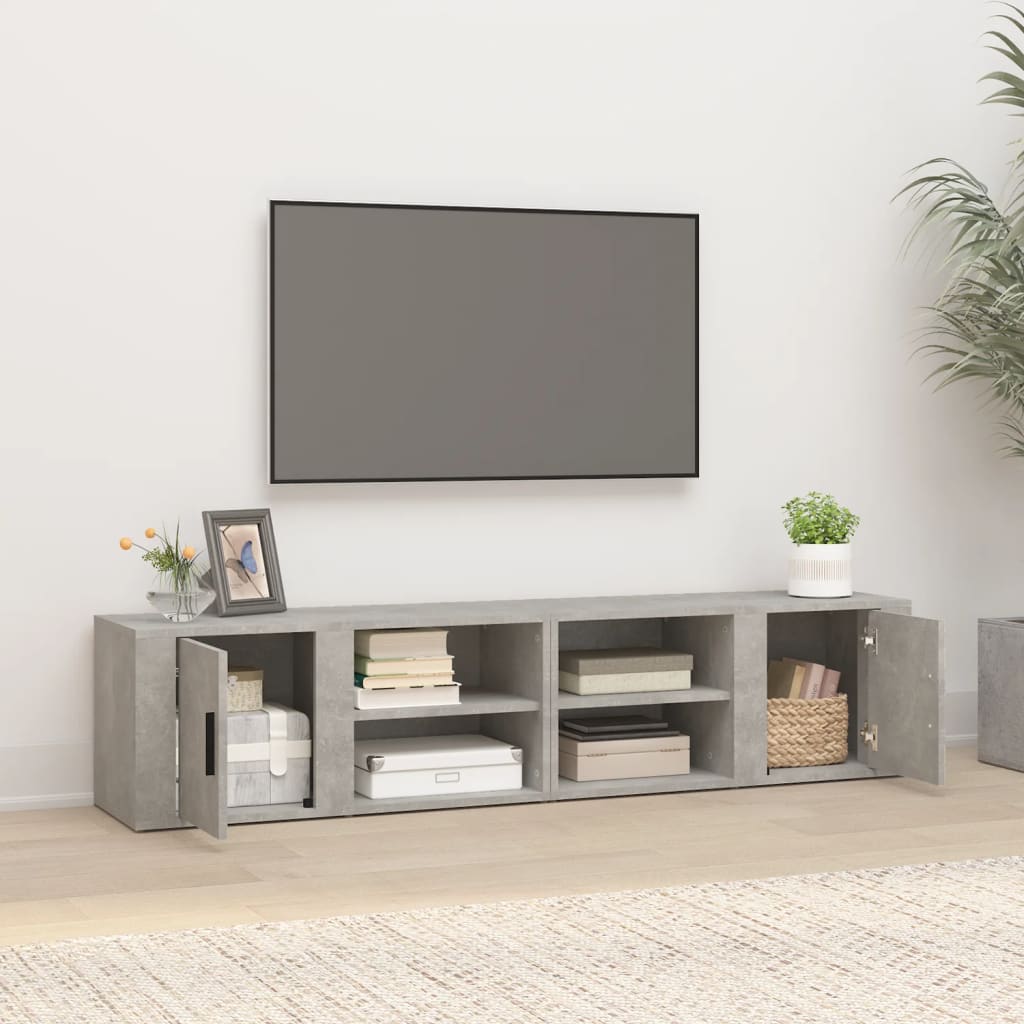 TV Cabinets (2 pcs) Concrete Grey 80 x 31.5 x 36 cm Particleboard