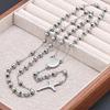 Non-fading European Round Steel Beads Cross Rosary Necklace with Virgin Mary Pendant for Men & Women