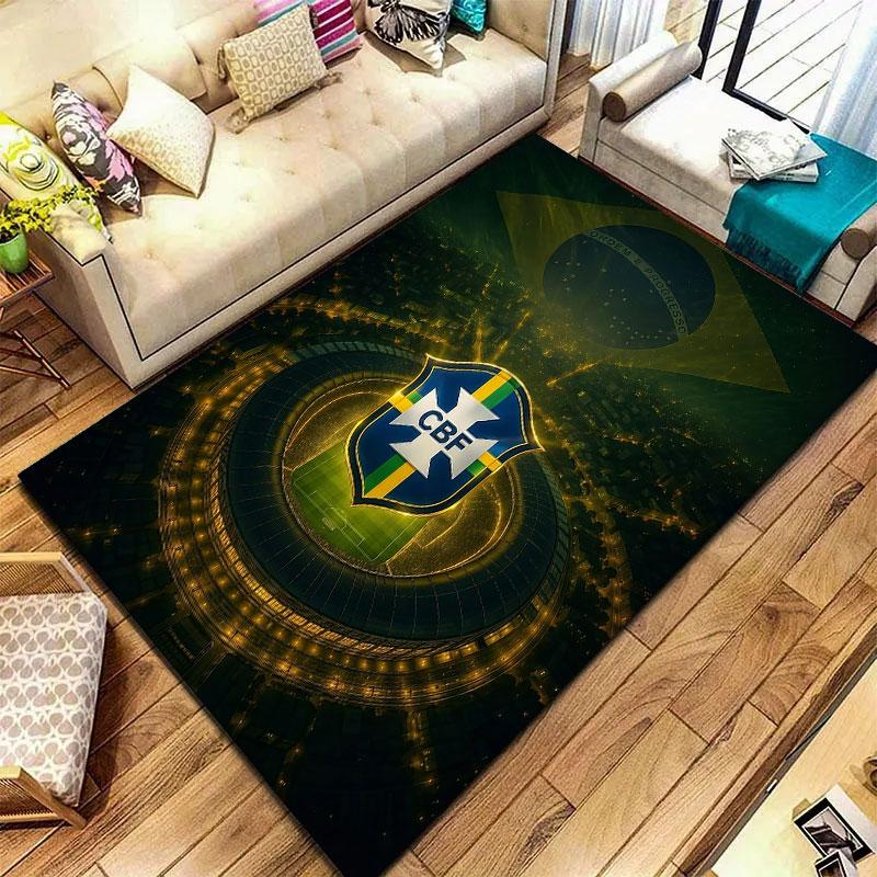 Brazil National Football Team Carpet Rug for Living Room Bedroom Home Sofa Decoration,Kids play Non-slip Floor Mat