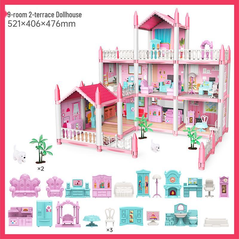 Işıklı Kendin Yap Prenses Şatosu Bebek Evi - Küçük Kızın Oyun Evi