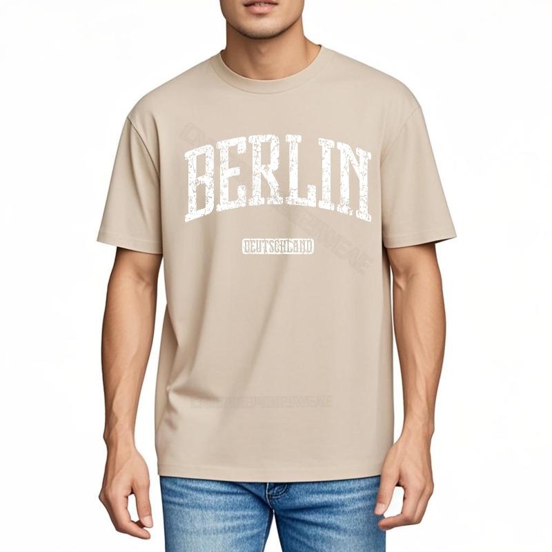 Unisex T-Shirt Weiches Mode-T-Shirt Berlin Aufdruck Auf Schwarzem Shirt Reisen Unisex-T-Shirt Hiphop Klassisches T-Shirt Kurzarm