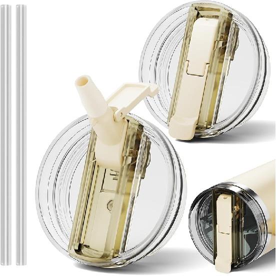 2-Pack Flip Straw Lids for Stanley 40 oz Tumbler-100% Leakproof,Dustproof,and Durable Replacement Lids,Tritan Cover for Classic Quencher Tumbler