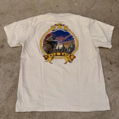 T-Shirt Hard Rock Cafe Uomo M Bianca Bangkok Thailandia Wat Arun Manica Corta Musica
