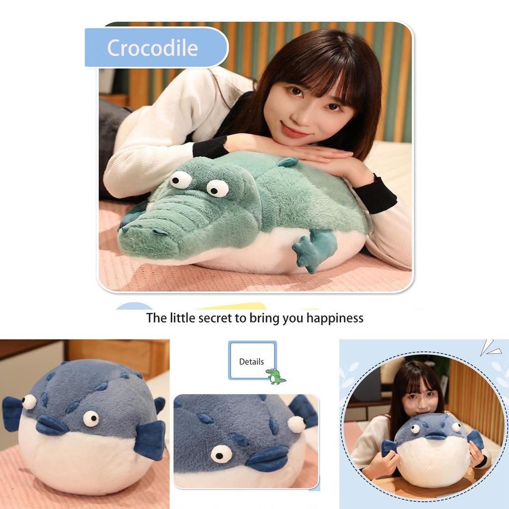 Round And Plump River Puffer Crocodile Plush Toy Sleep Pillow Stuffed Animal Doll