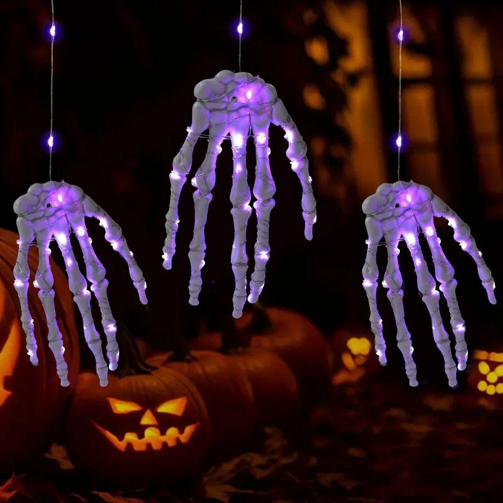 LED Glowing Skeleton Hand Handmade Halloween Decorative Lights  Indoor Outdoor