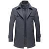 Woolen Men's Coat Fashionable Detachable Double Collar Woolen Coat Men's Cotton Thickened Coat