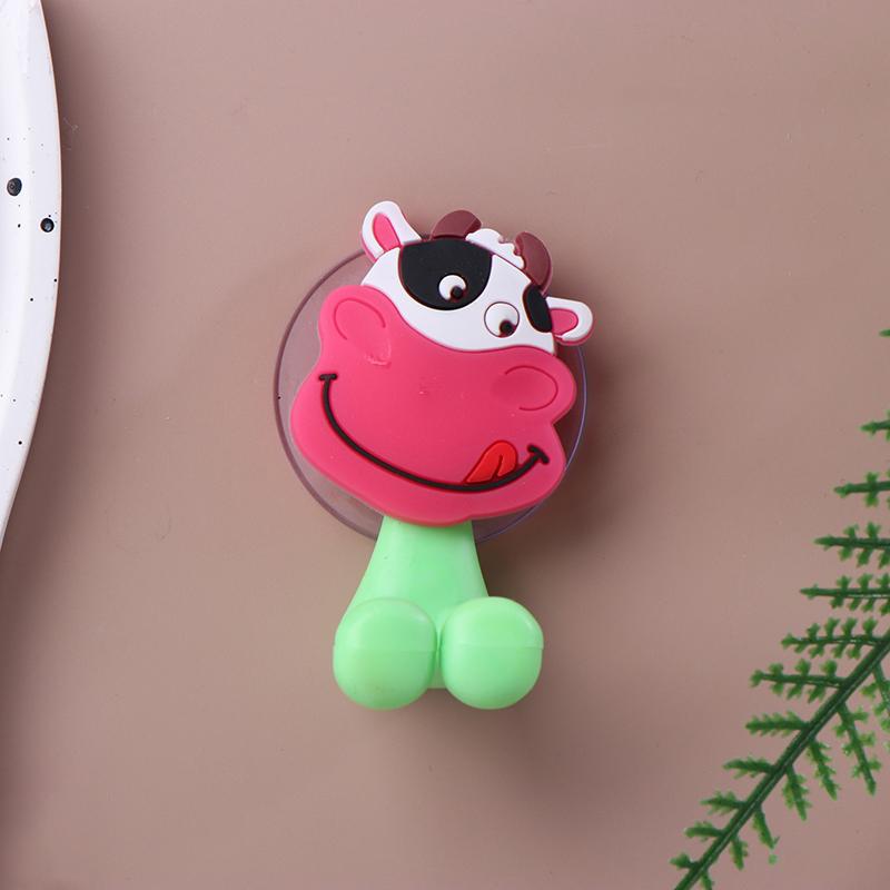 Cartoon Animal Toothbrush Holder Wall Mounted Antibacterial Tooth Brush Storage Rack With Suction Cup Bathroom Organizer