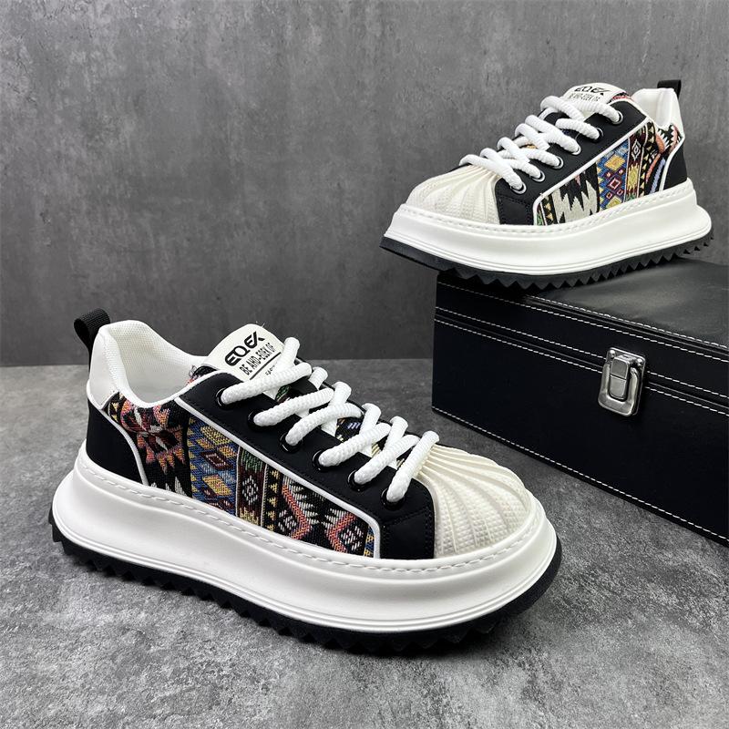 

Fashion Mixed Colors Men Casual Shoes 2025 Autumn New Sneakers Pu Leather Anti Slip Outdoor Comfortable Lace Up Platform Running Shoes 39 бежевый