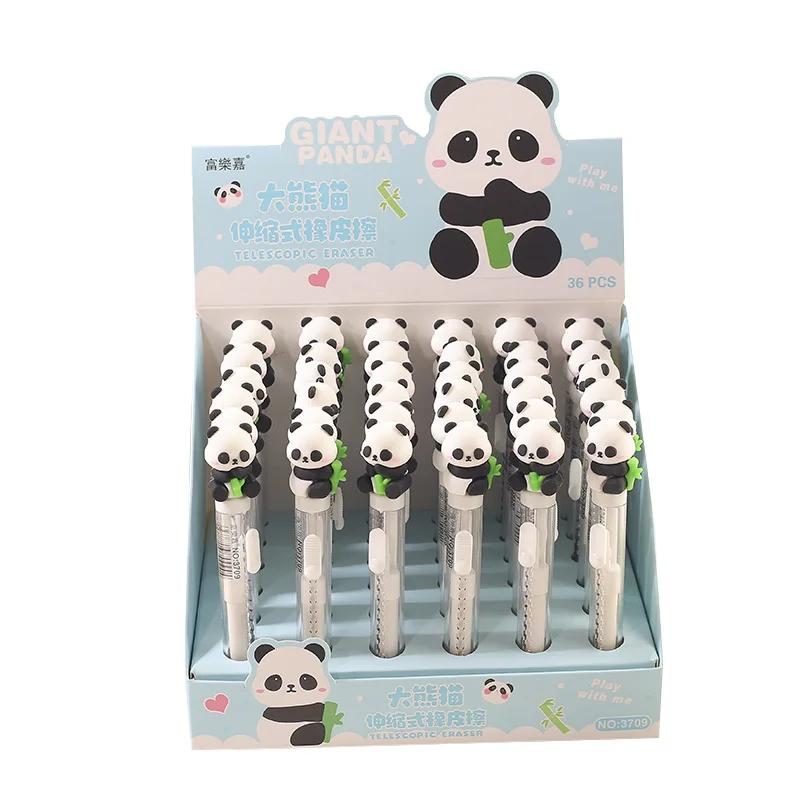 Lindo borrador de panda Borrador de lápiz telescópico de panda de dibujos animados Papelería para estudiantes de escuela Borradores divertidos para niños