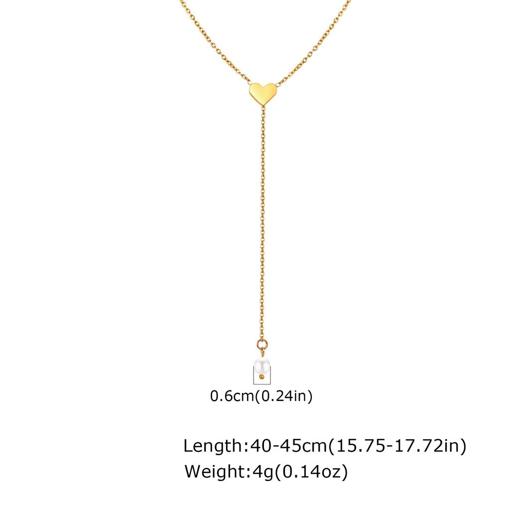 Imitation pearl Y-shaped Tassel Pendant Necklace for Women, Exquisite Gold Plated Stainless Steel Luxury Waterproof Jewelry Gift