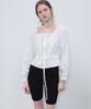 Peulibeo07 Ribbon Shirring Crop Blouse_Ivory
